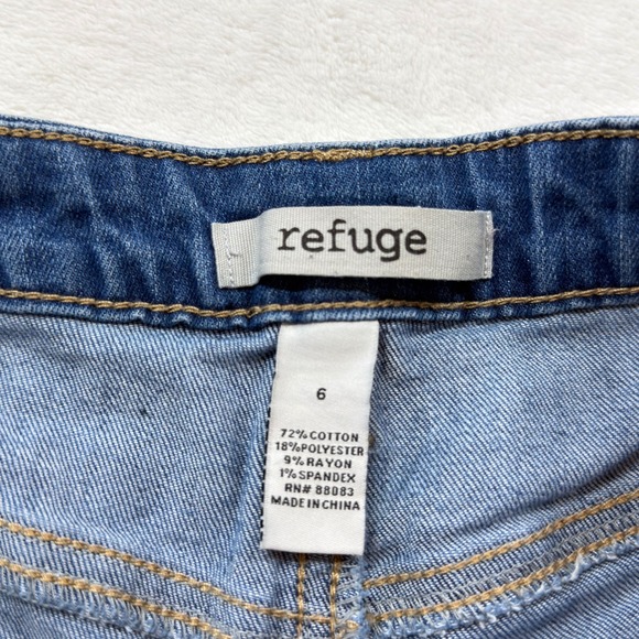Refuge Denim Shorts Womens 6 Blue Excellent High Rise Rolled Cuff Medium Wash - Picture 5 of 5